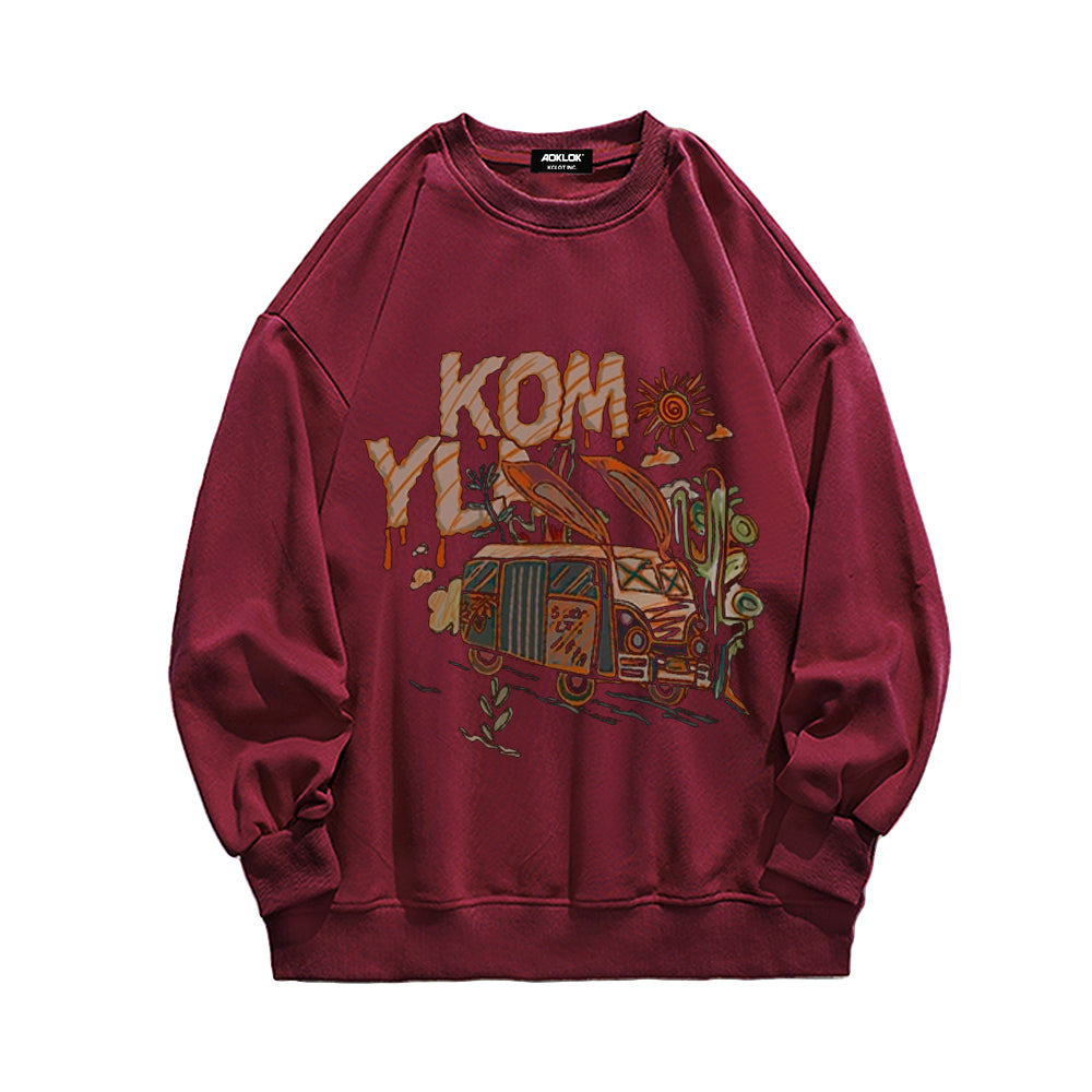 Casual Cartoon Car Sweatshirt