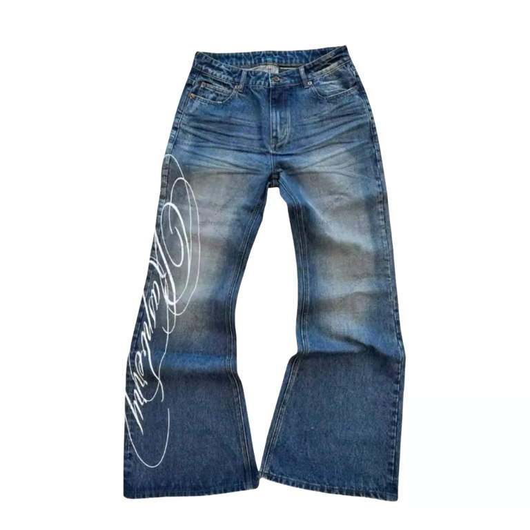 Unseen Echoes Script Flare Denim