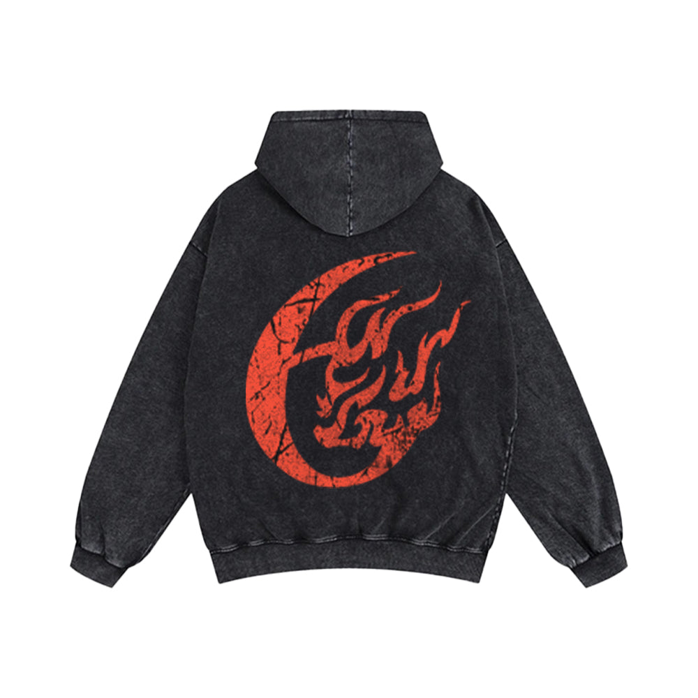 6Kull Flowing Fire Printed Tracksuit - Black
