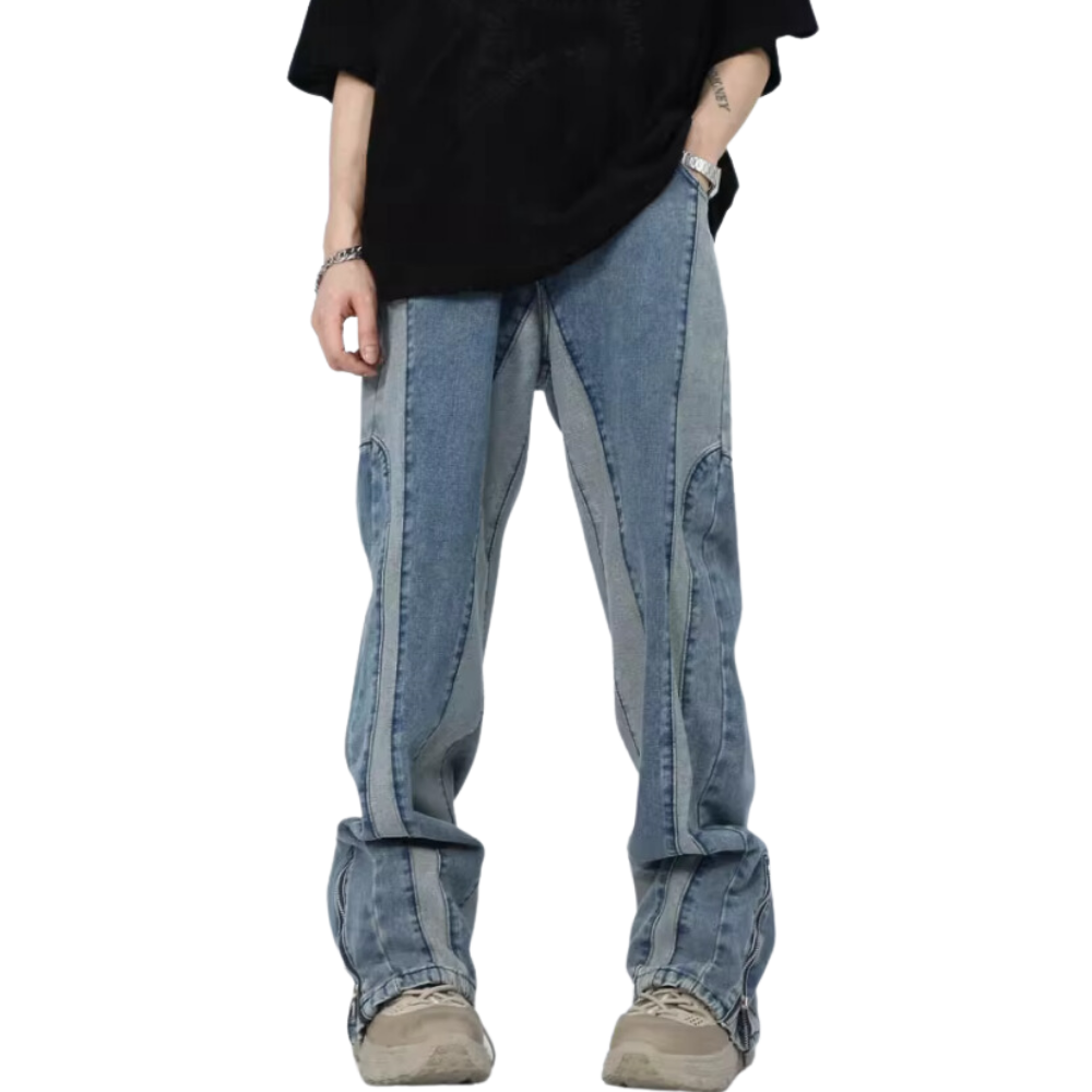 Retro Patchwork Design Jeans