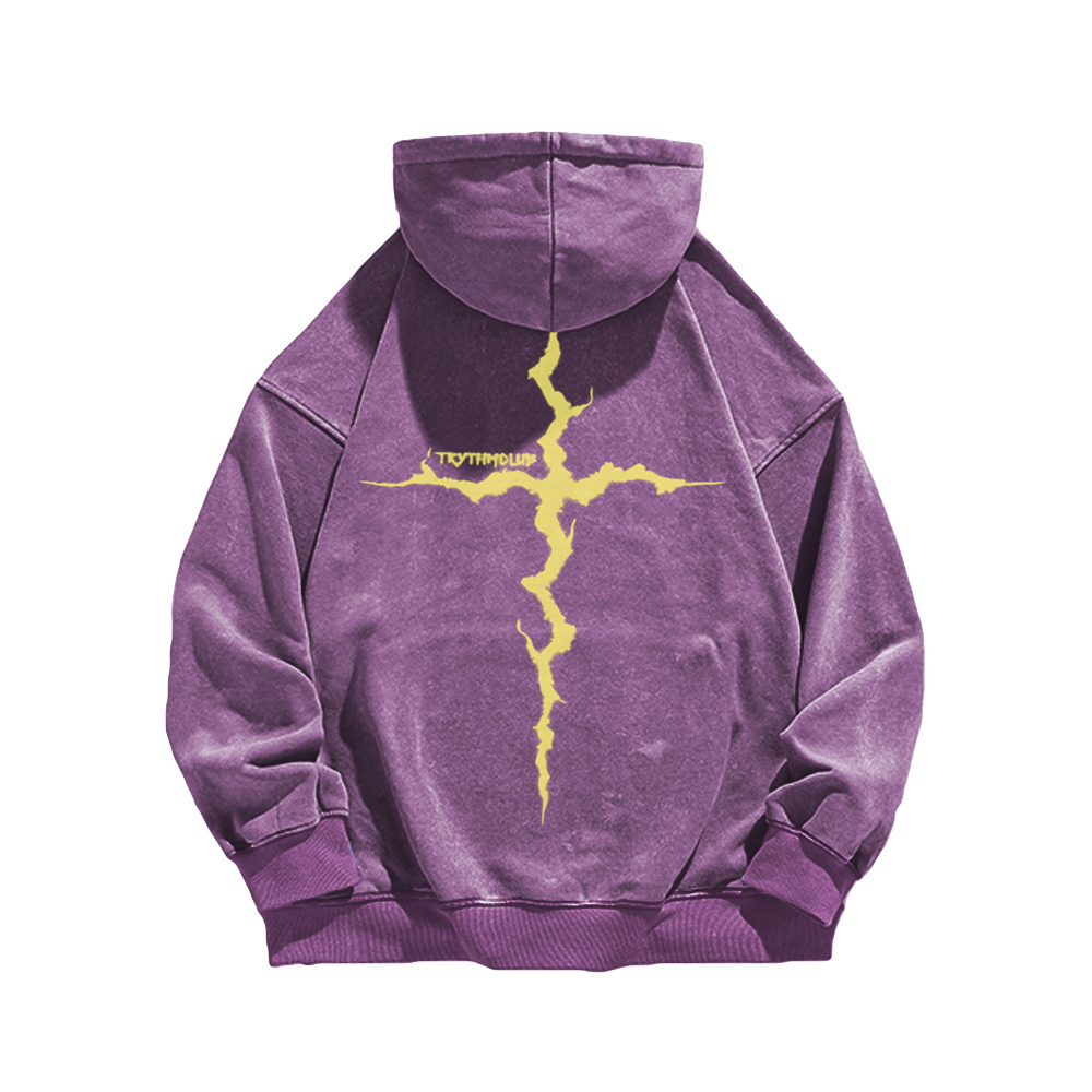 Japanese lightning Cross Washed Hoodie