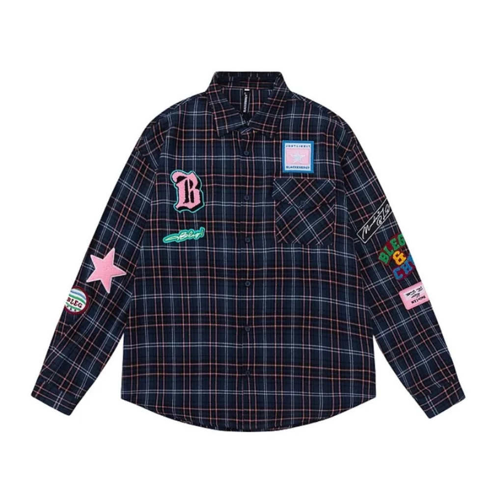 Harajuku Stars Letter Patch Shirt