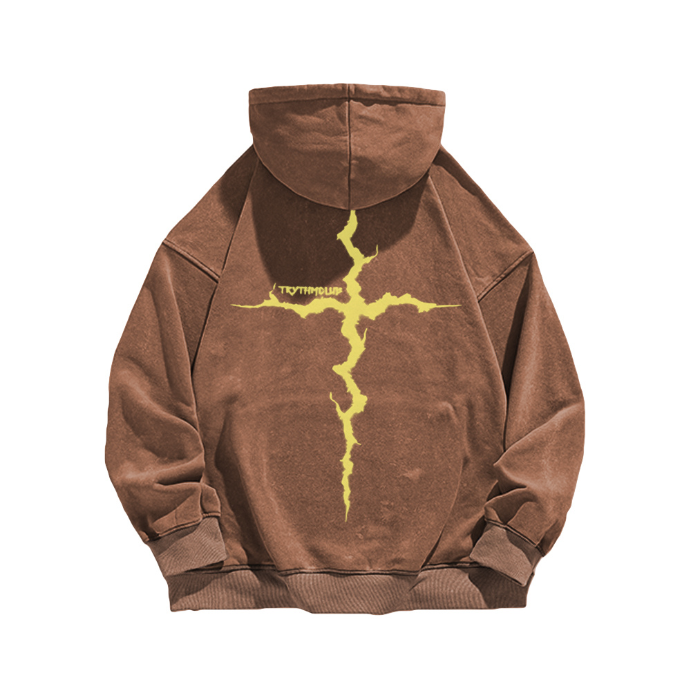Japanese lightning Cross Washed Hoodie