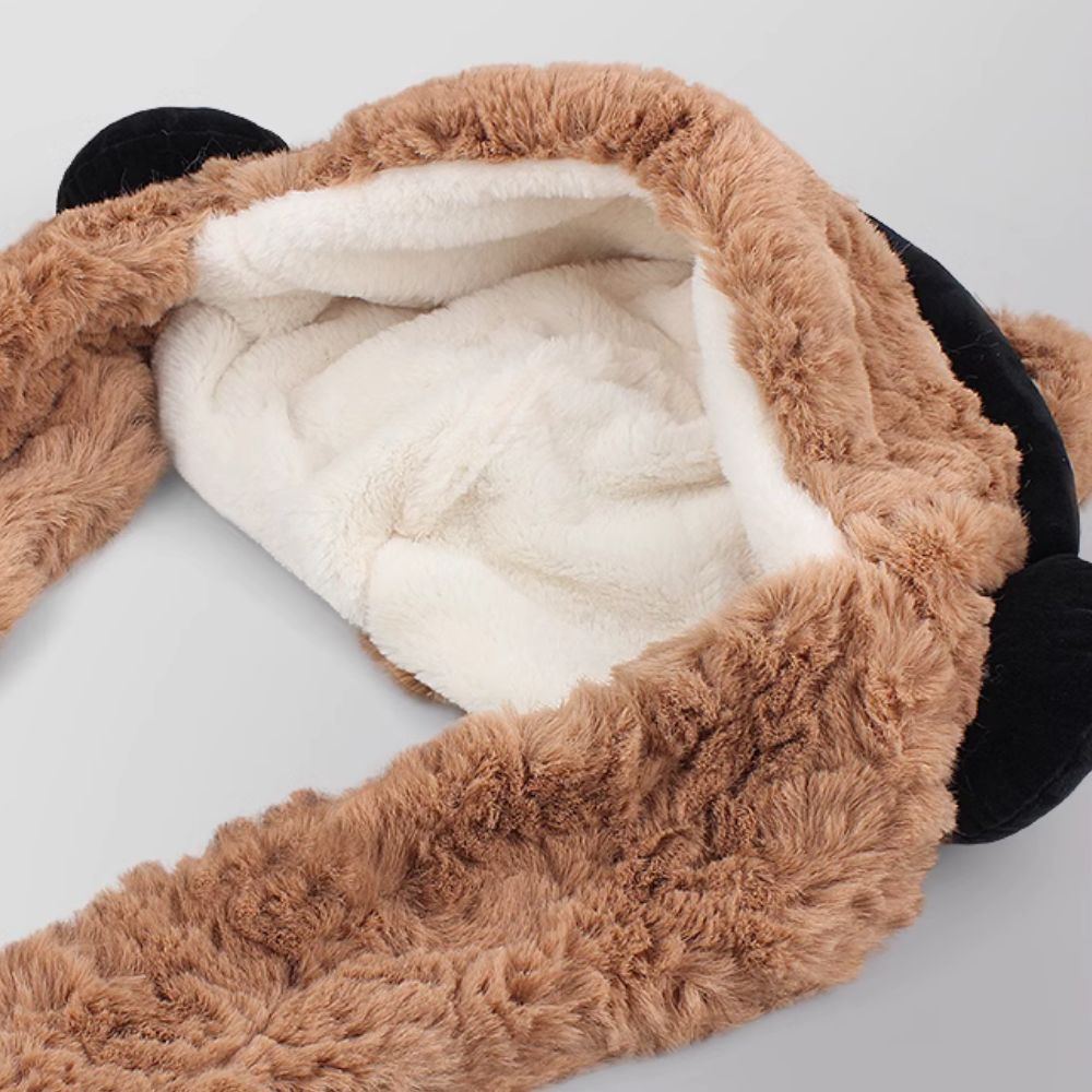 Headphones Bear Scarf Plush Hat