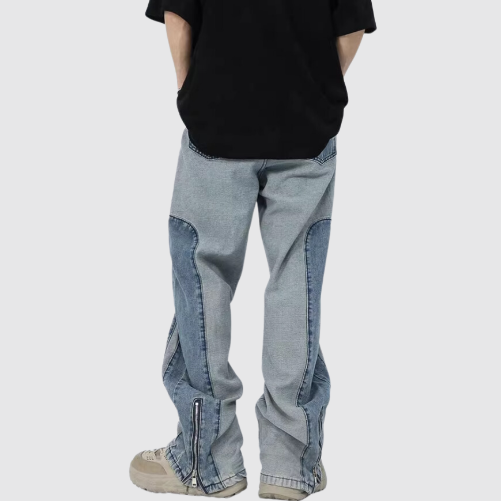 Retro Patchwork Design Jeans