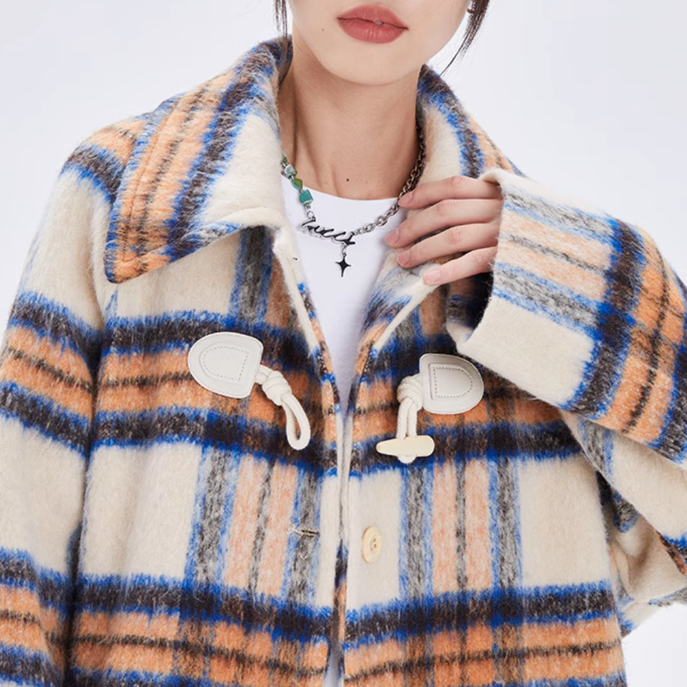 Women's Check Single-breasted Wool Coat