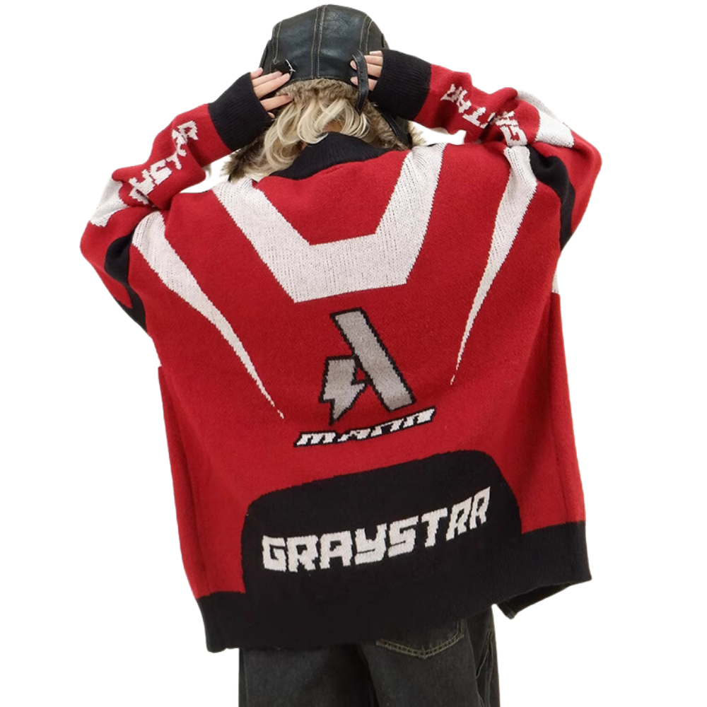 Motorcycle Patchwork Cardigan Sweater