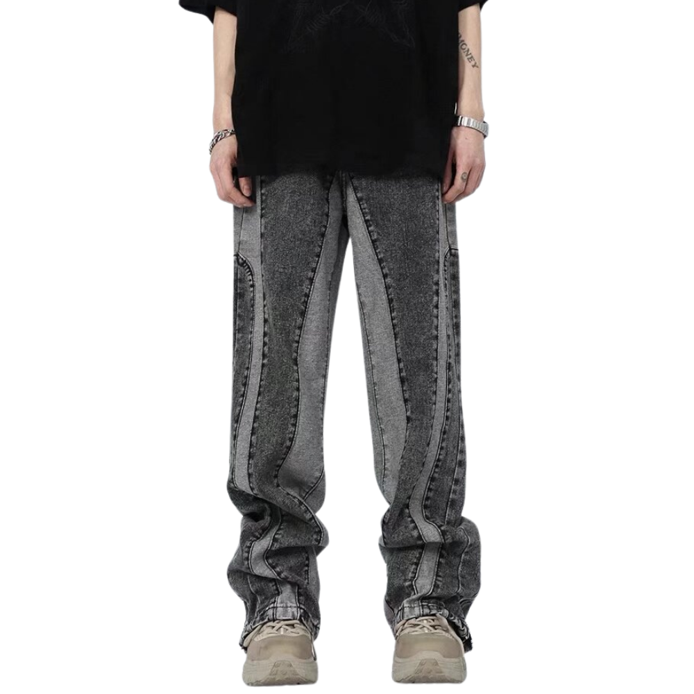 Retro Patchwork Design Jeans