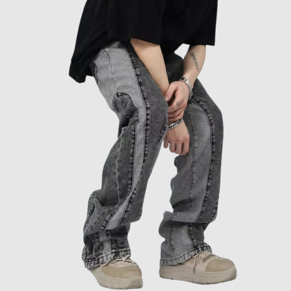 Retro Patchwork Design Jeans