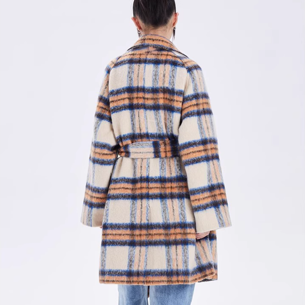 Women's Check Single-breasted Wool Coat
