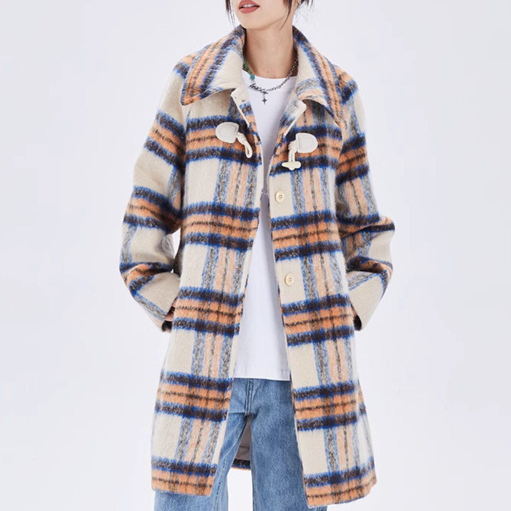 Women's Check Single-breasted Wool Coat
