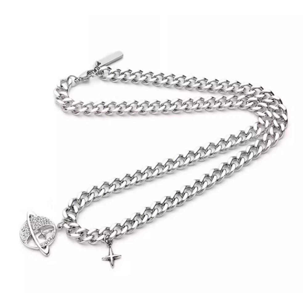 Cross Planet Pendant Necklace