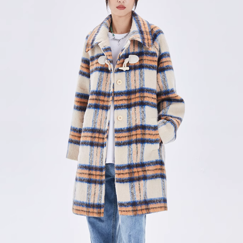 Women's Check Single-breasted Wool Coat