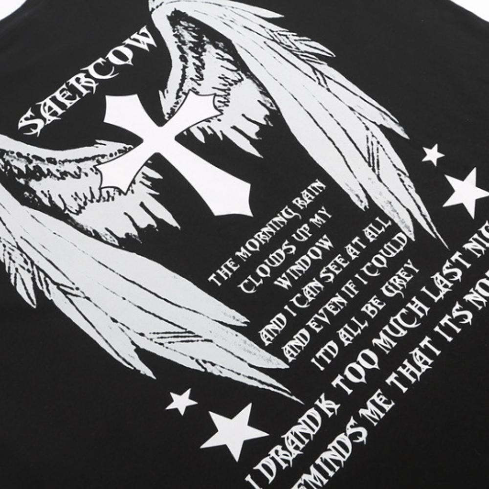 Hip Hop Cross Angel Wings T-shirt