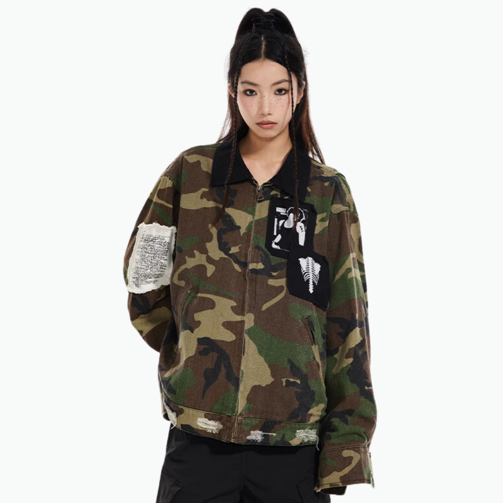 Portrait Patch Camouflage Work Jacket