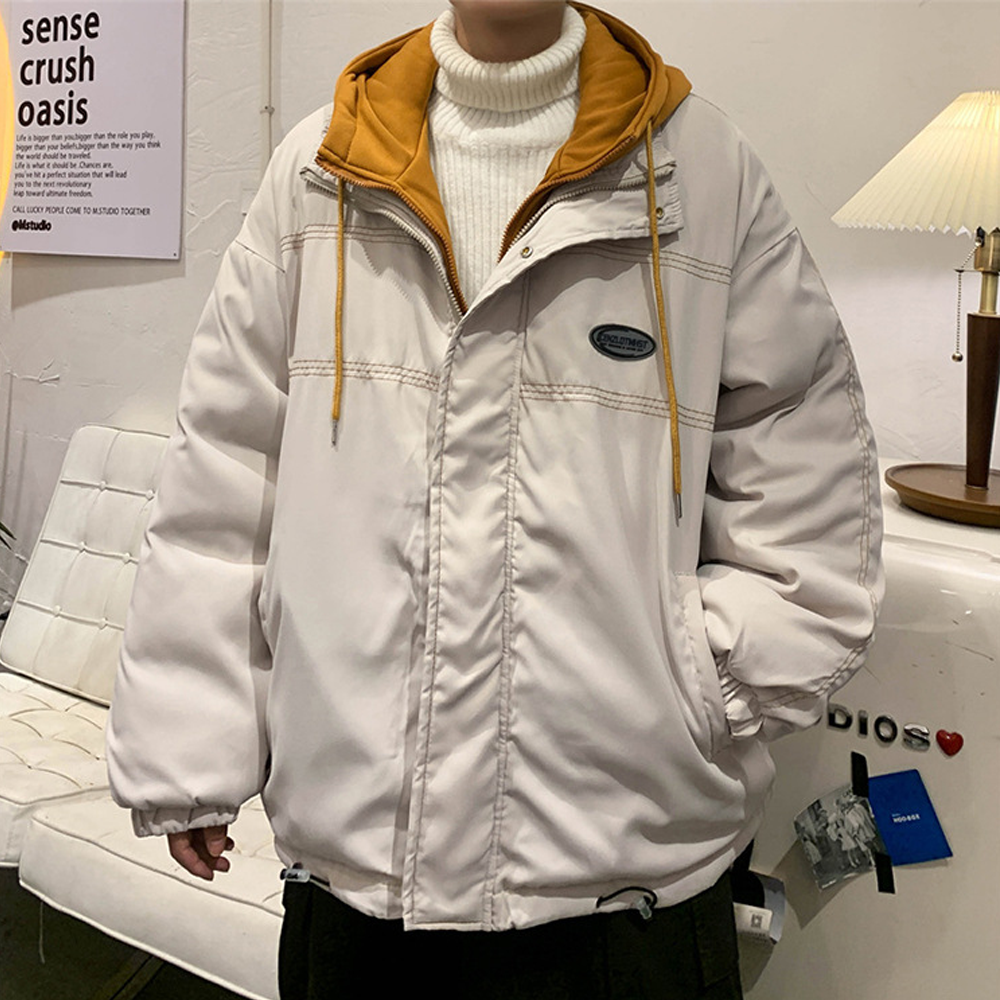 retro Contrast Color Fake Two Pieces Coat