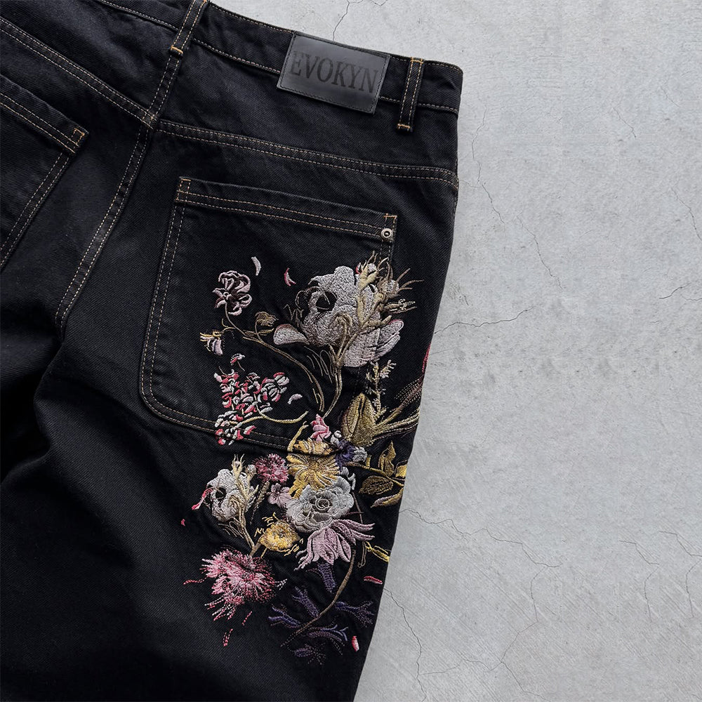 Evokyn Embroidered Denim Jeans with Floral Bloom