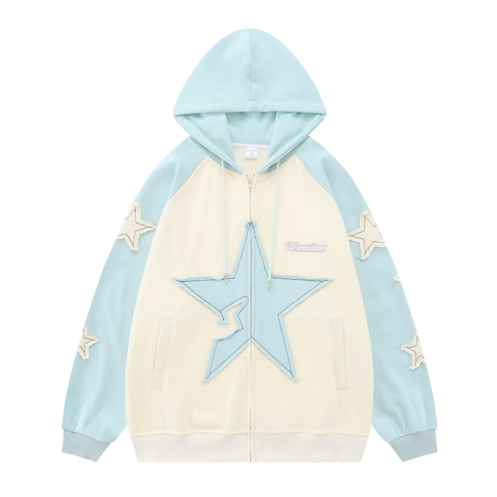 Japanese Bold Contrasting Star Hoodie