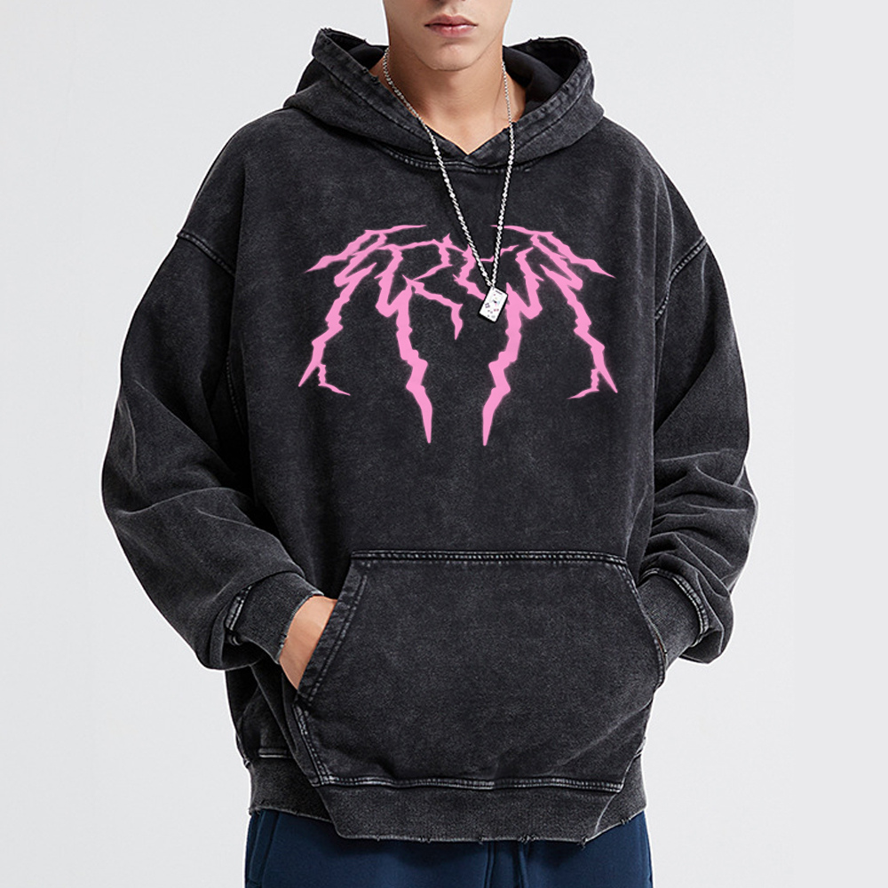 Japanese lightning Cross Washed Hoodie
