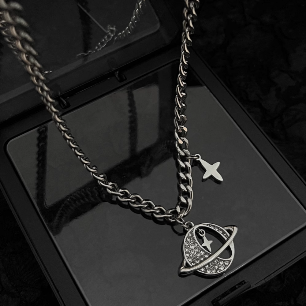 Cross Planet Pendant Necklace