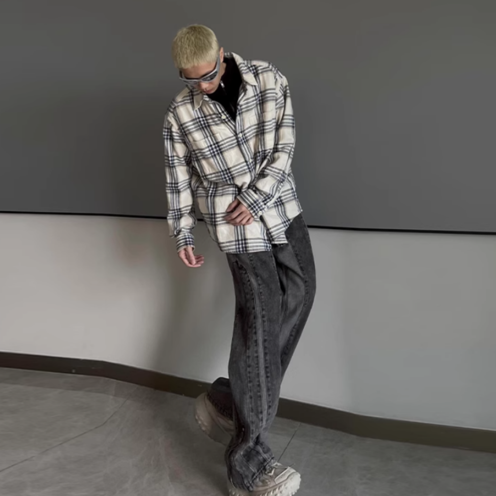 Retro Patchwork Design Jeans