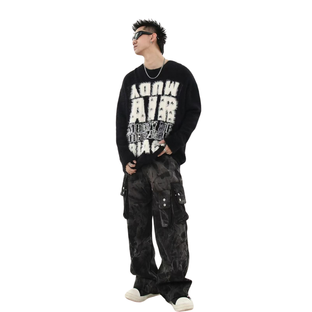 OOC' Vintage Soft Mink Loose Lettering Sweater