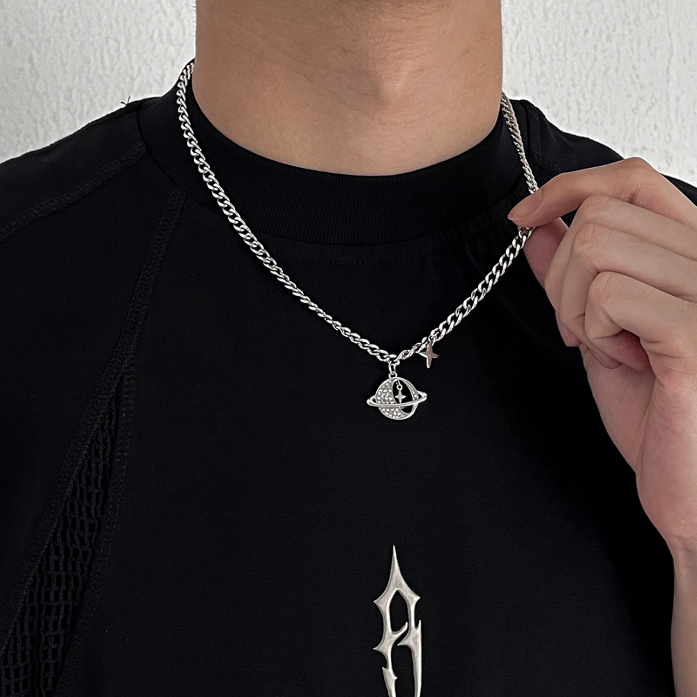 Cross Planet Pendant Necklace
