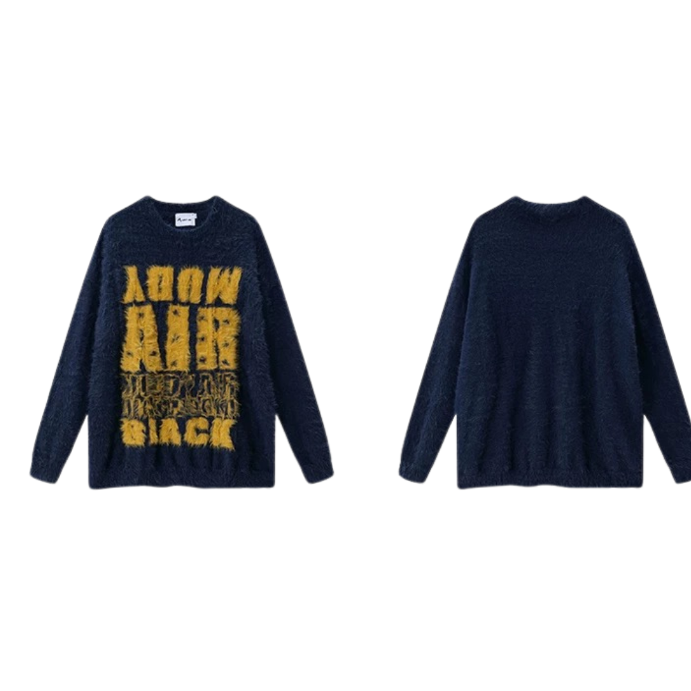 OOC' Vintage Soft Mink Loose Lettering Sweater
