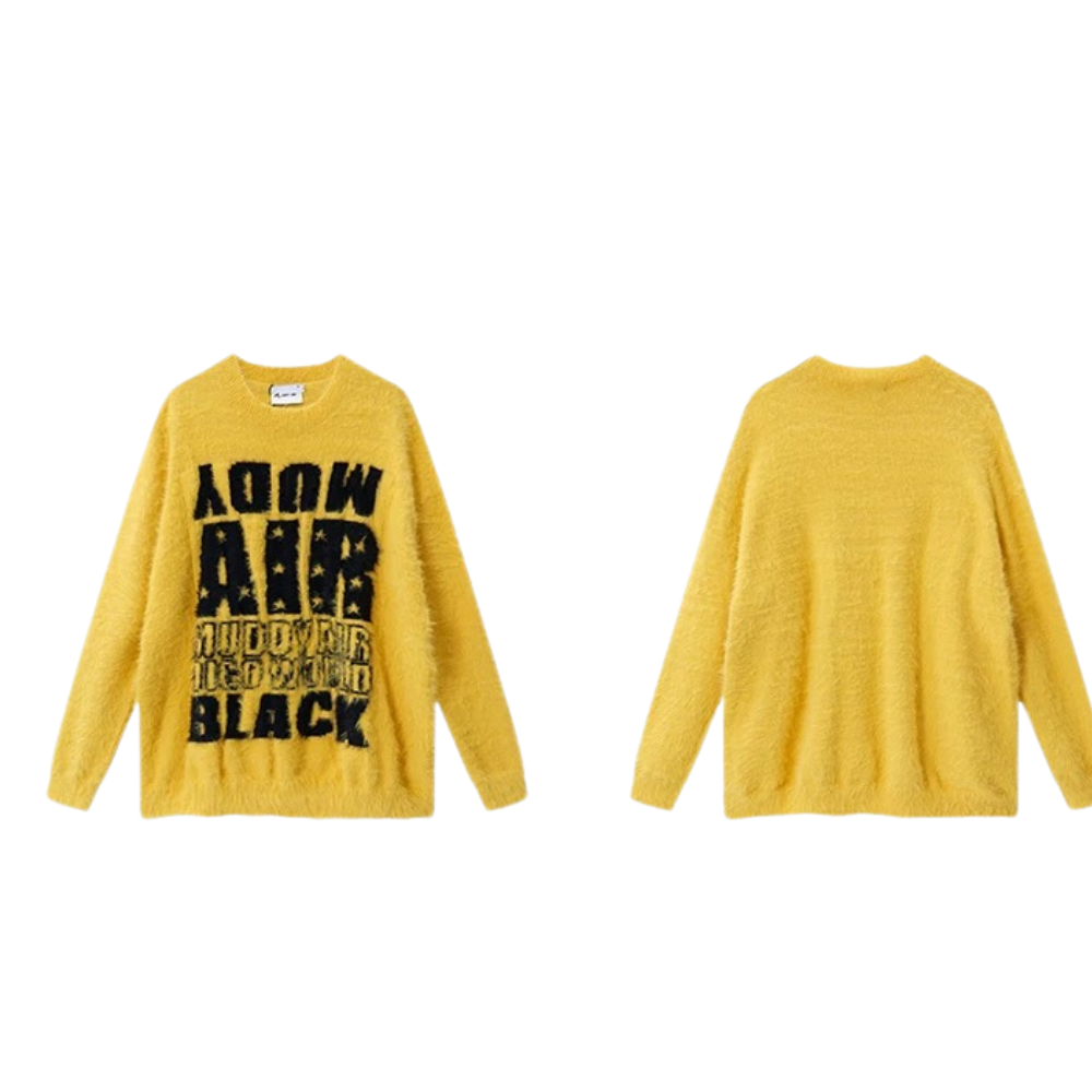 OOC' Vintage Soft Mink Loose Lettering Sweater