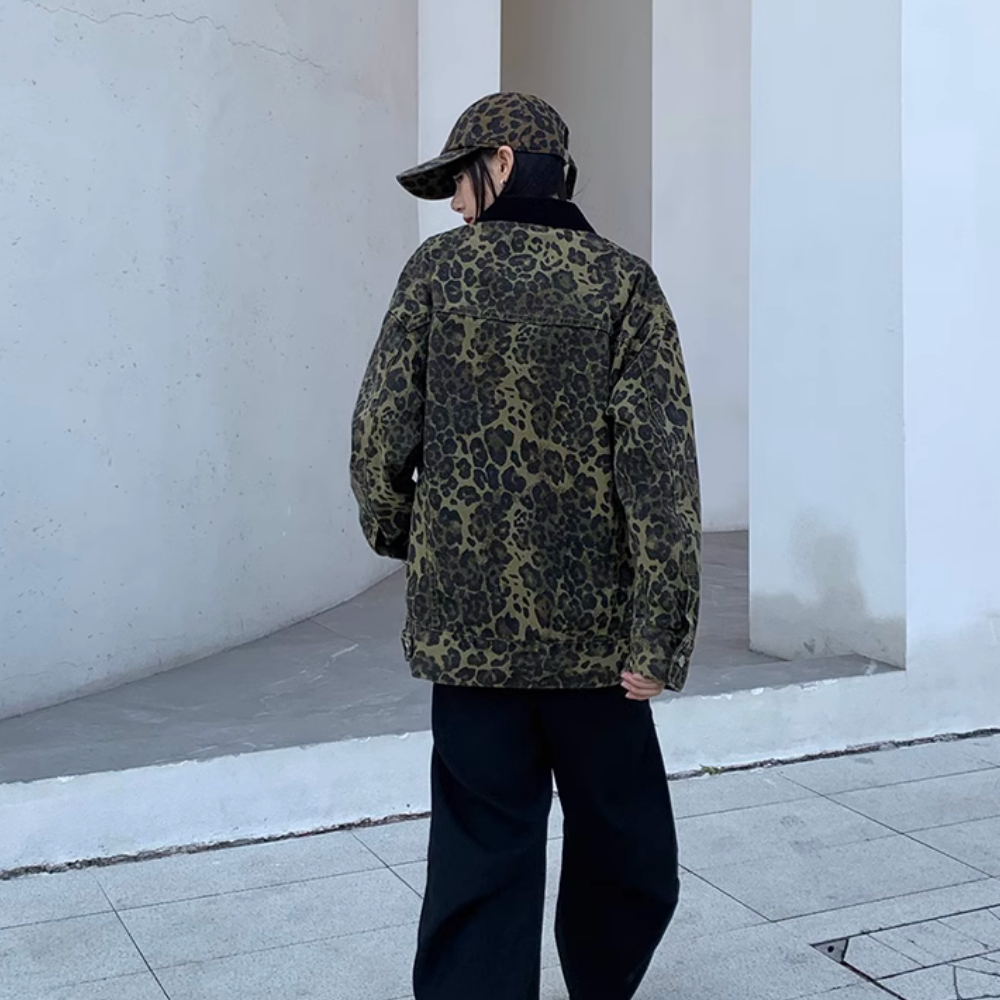 Trending Leopard Spot Denim Jacket