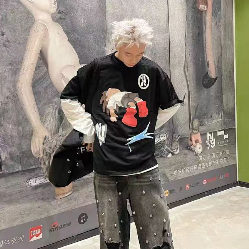 hip hop boy with a Black tshirt