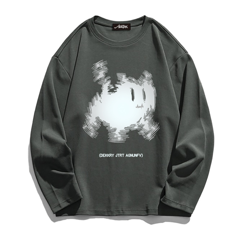 Grumpy Kitty Print Long Sleeve Shirt