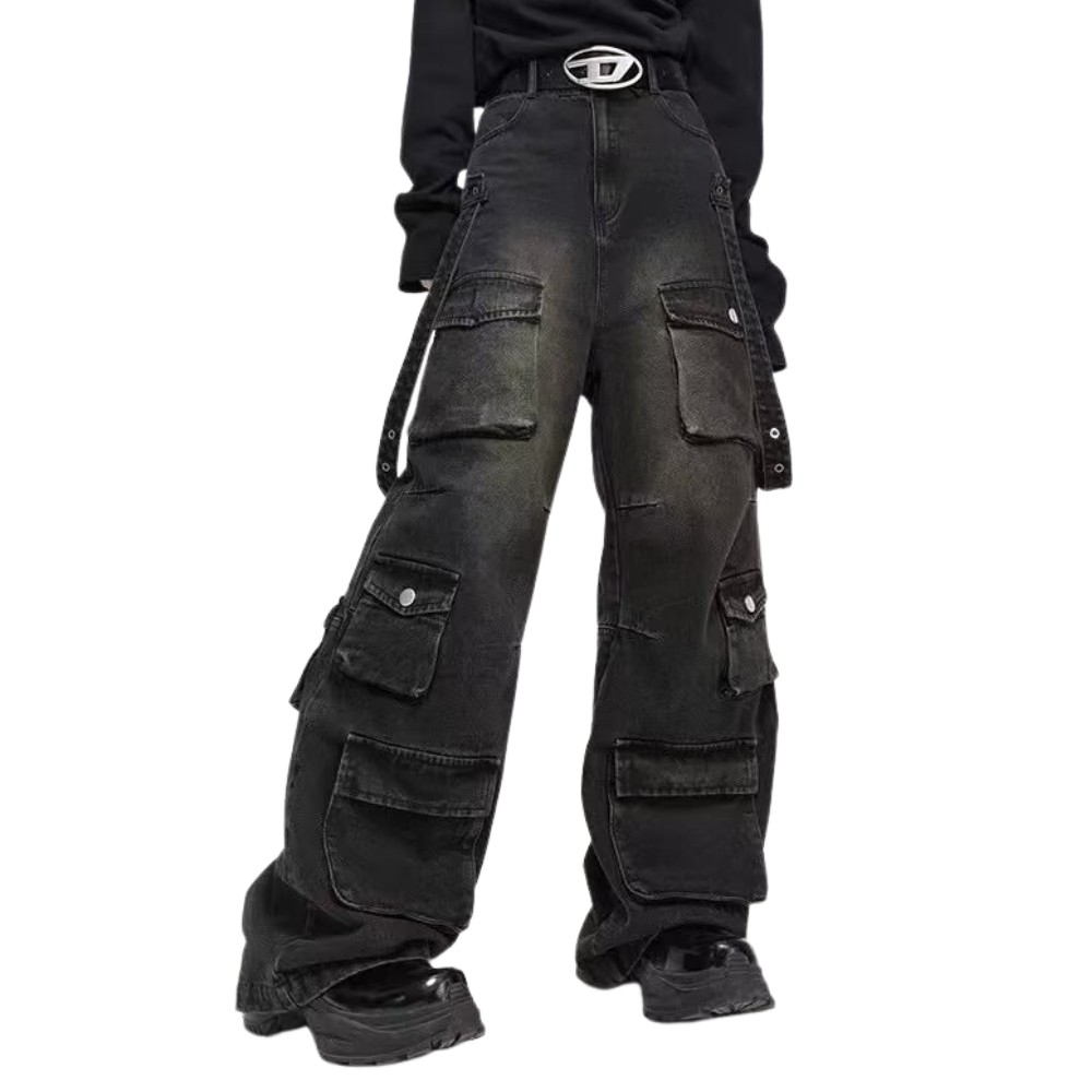 BAGGOUT Multi Pockets Baggy Cargo Jeans