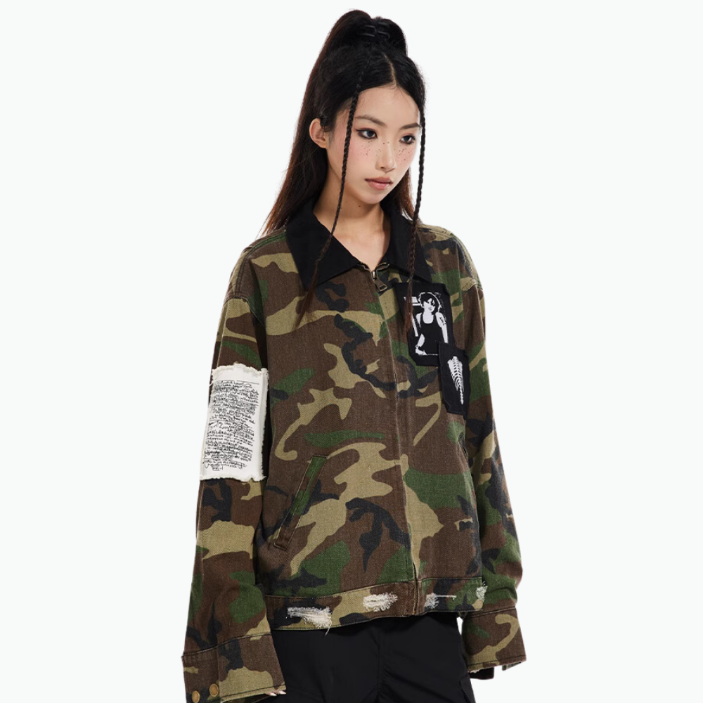 Portrait Patch Camouflage Work Jacket