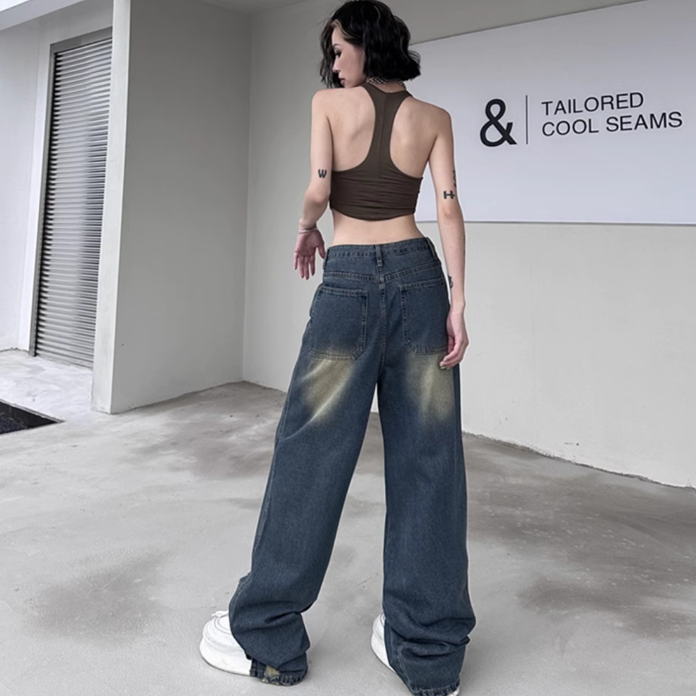 Vintage Artistic Distressed Ripped Jeans