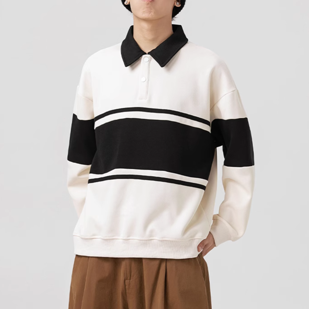 Japanese Striped Contrasting Sweatshirt