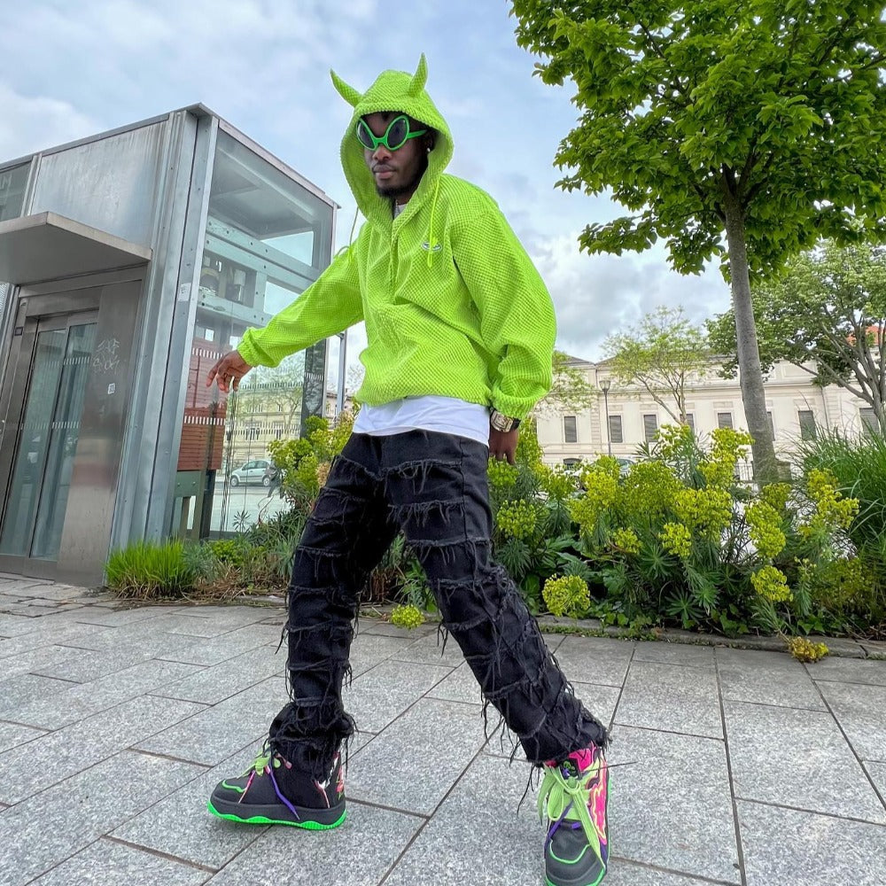 DF |American Black Destroy Washed Stacked Jeans