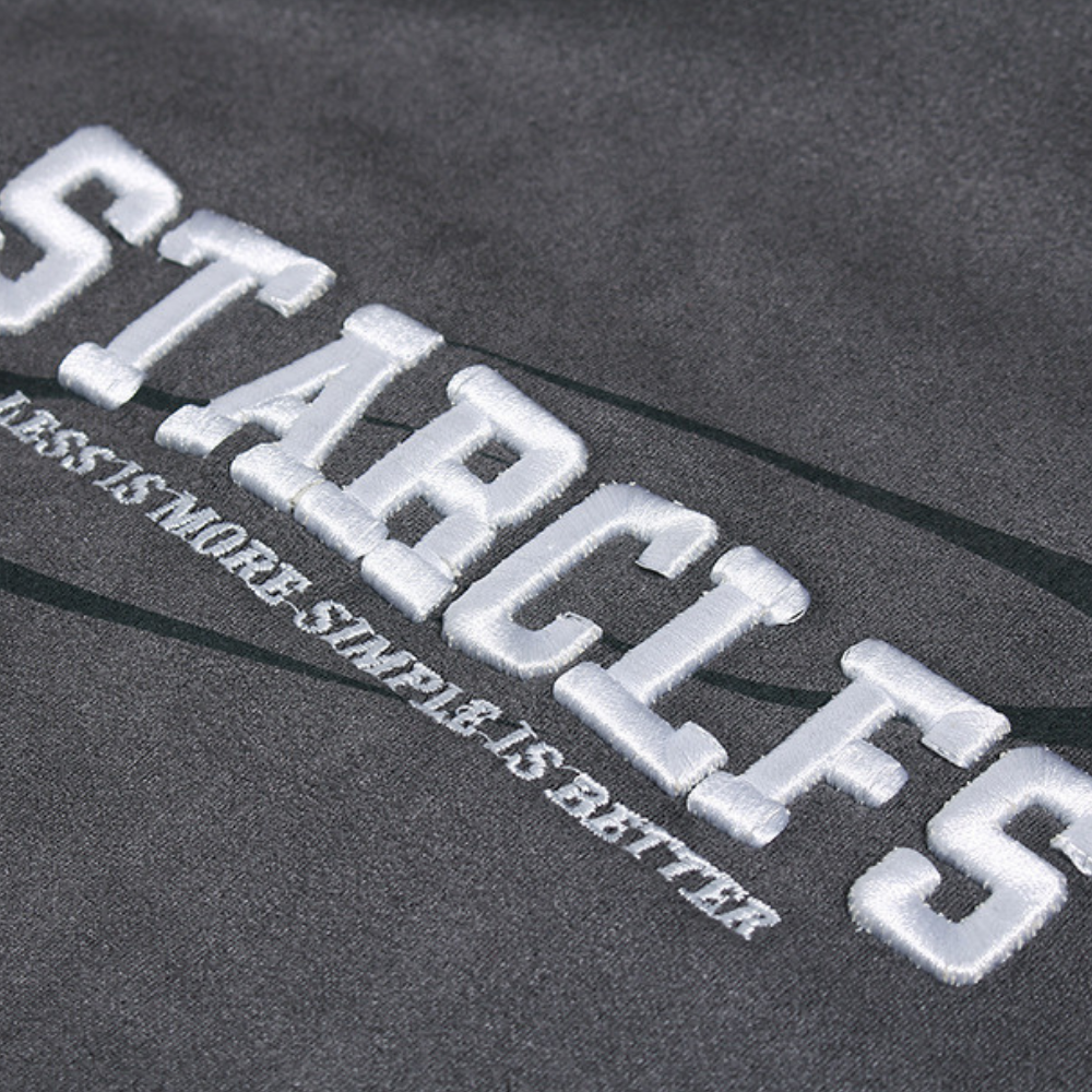 Suede Raglan Lettering Embroidered T-Shirt
