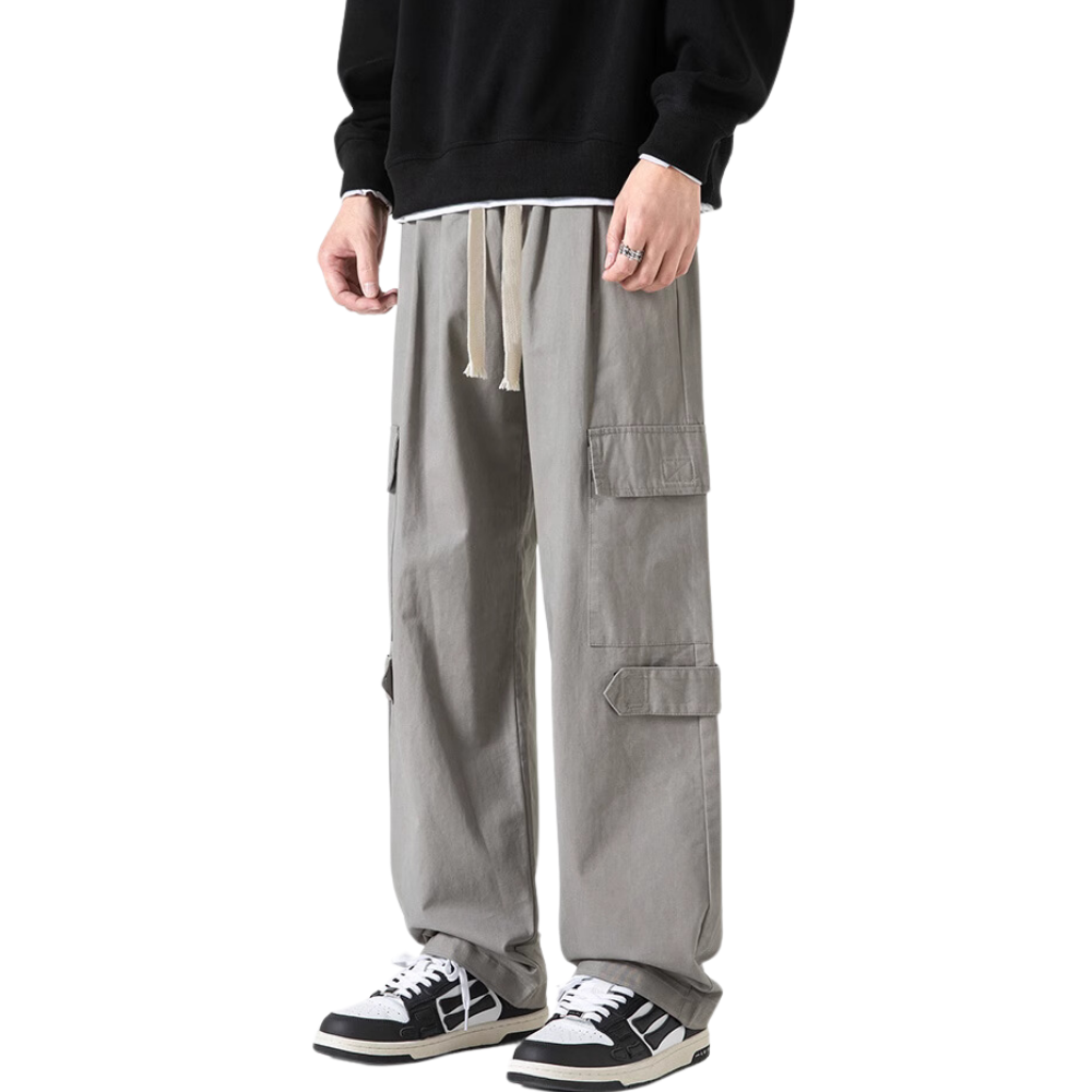 Ins Multi-Pocket Large Drawstring Cargo Pants