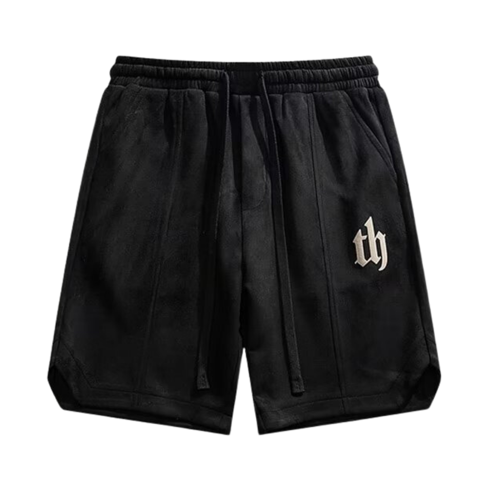 Urban Versatile Letter Suede Shorts