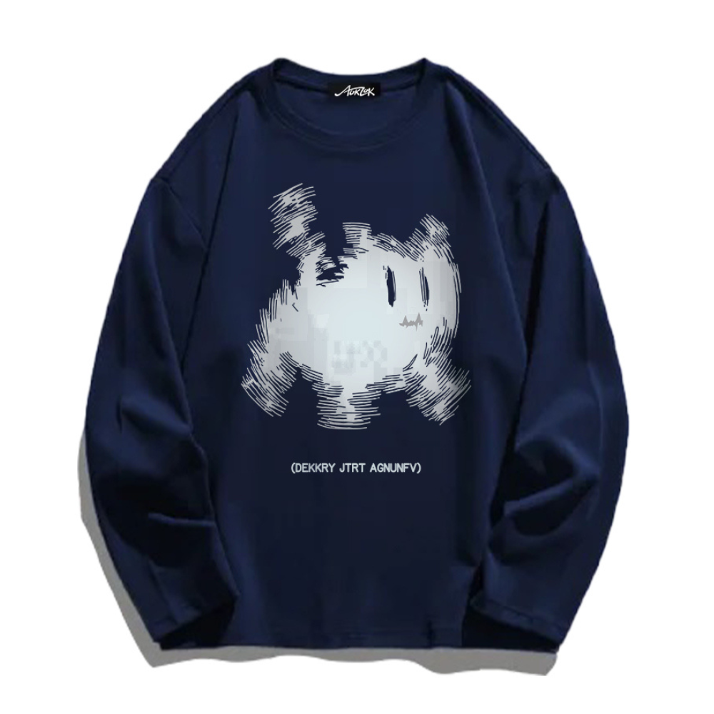 Grumpy Kitty Print Long Sleeve Shirt