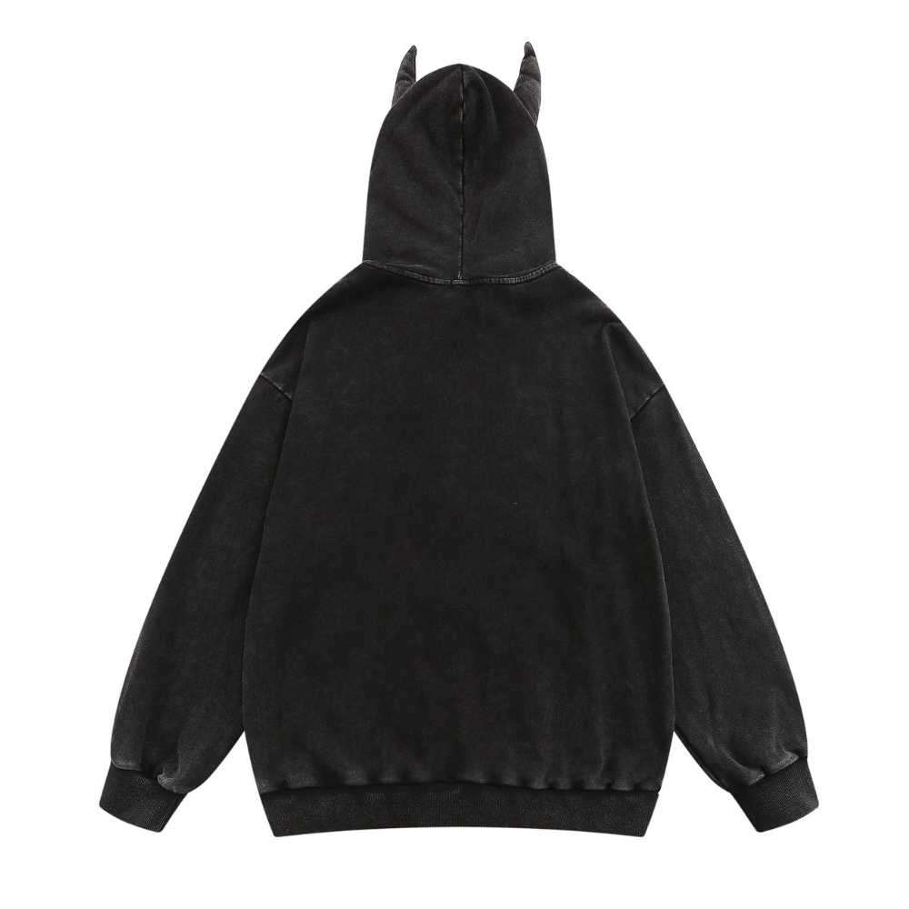 Distressed Lettering Embroidered Hoodie