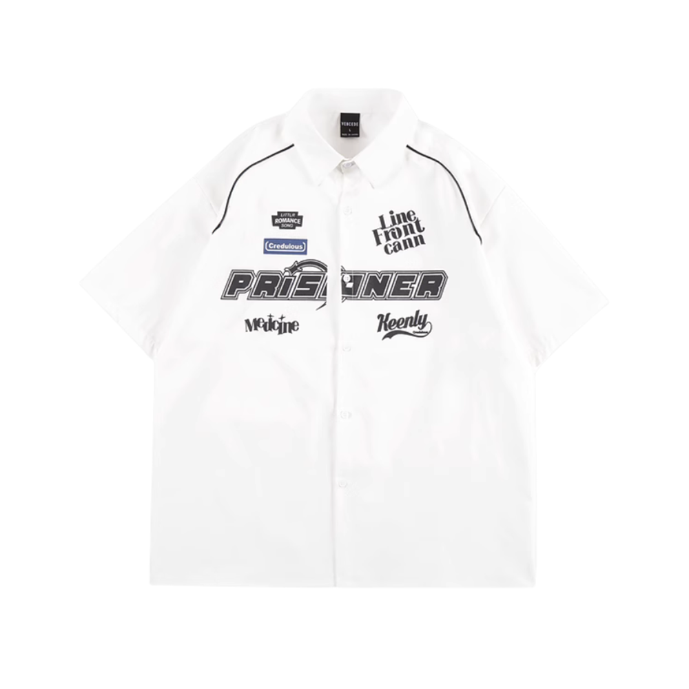 Urban Letter Embroidery Short Sleeve Shirt