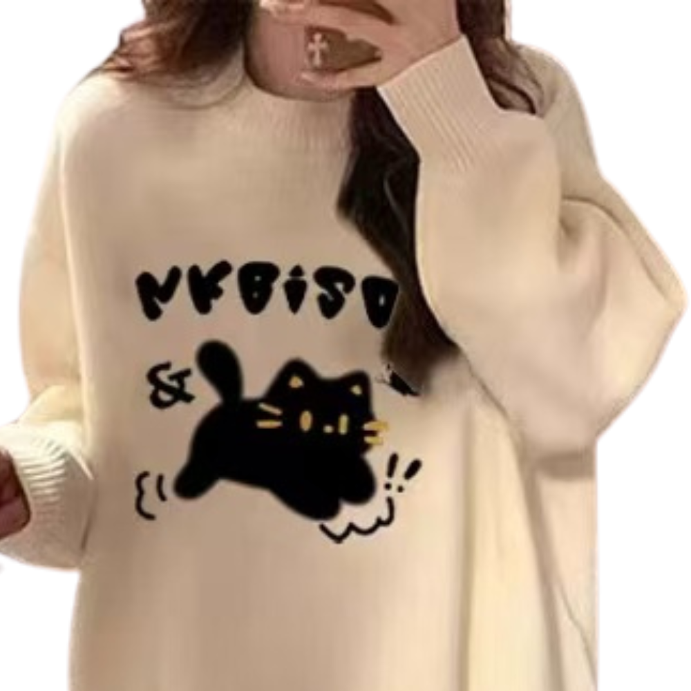 OOC' Cartoon Running Cat Knitted Sweater