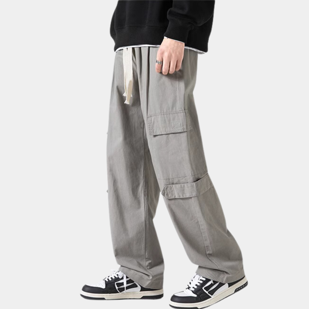 Ins Multi-Pocket Large Drawstring Cargo Pants