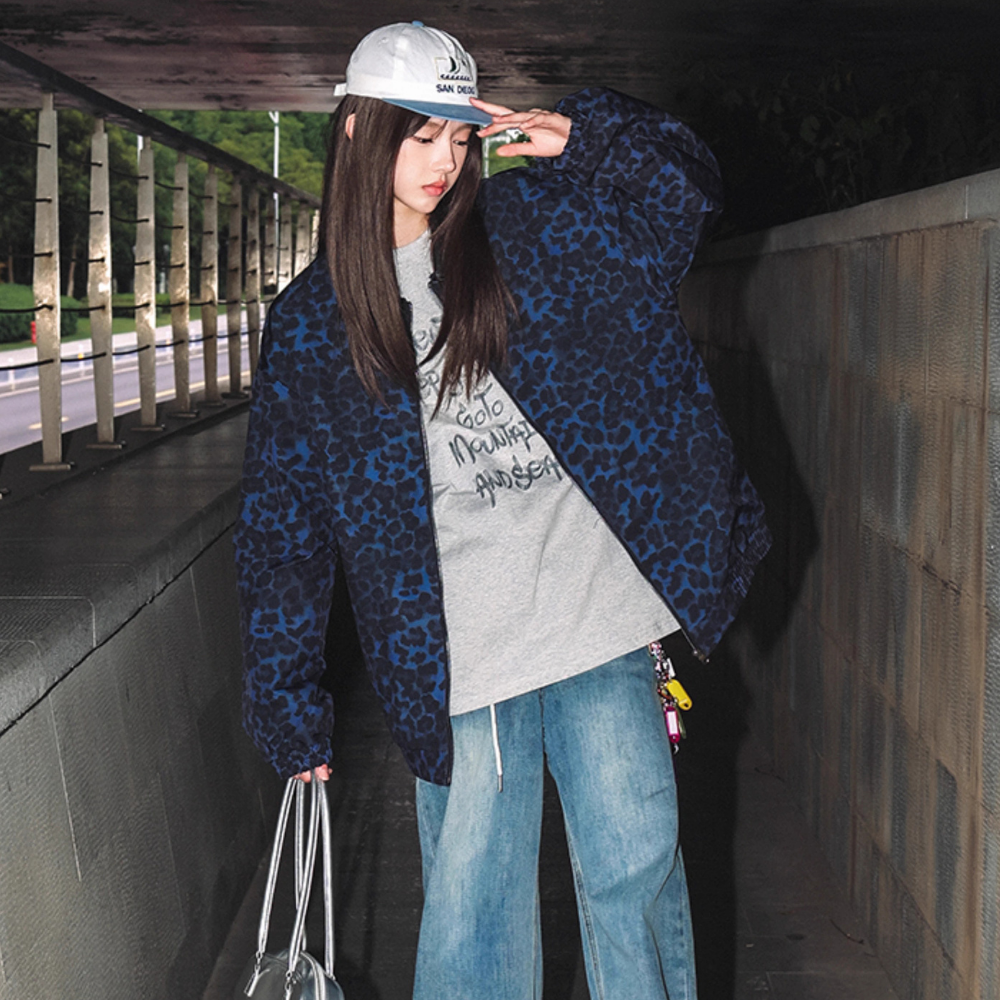 Stylish Leopard Print Leather Lapel Jacket