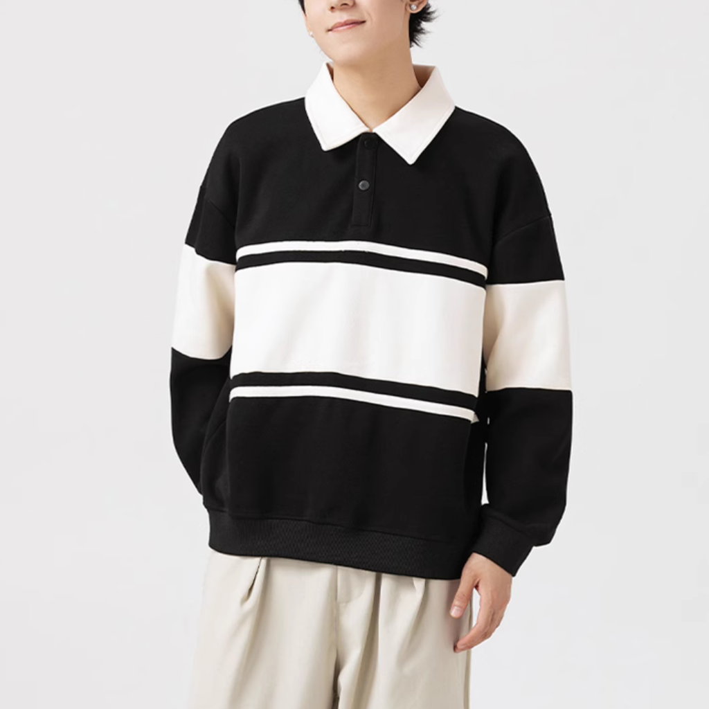 Japanese Striped Contrasting Sweatshirt