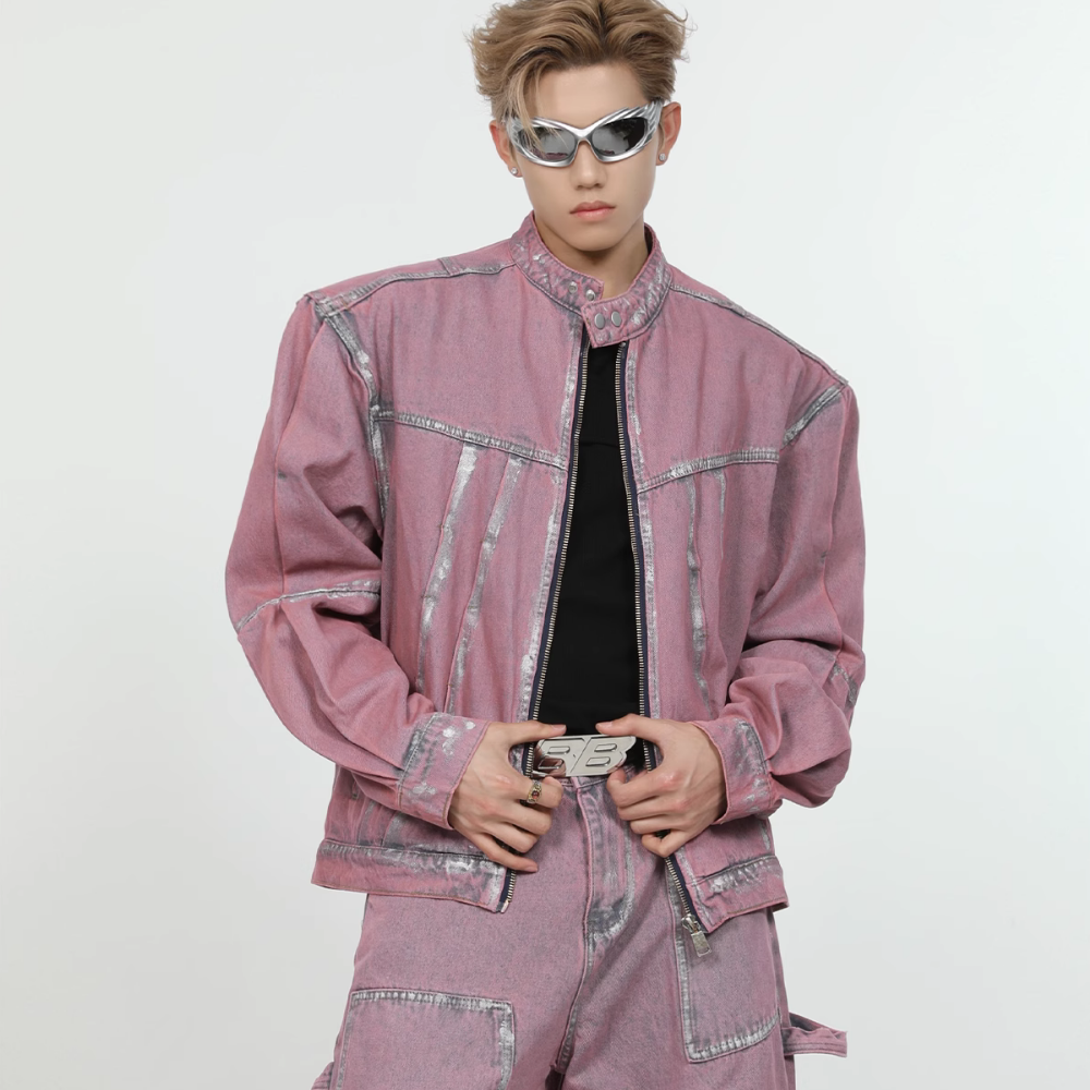 High Street Painted Pleated Denim Jacket