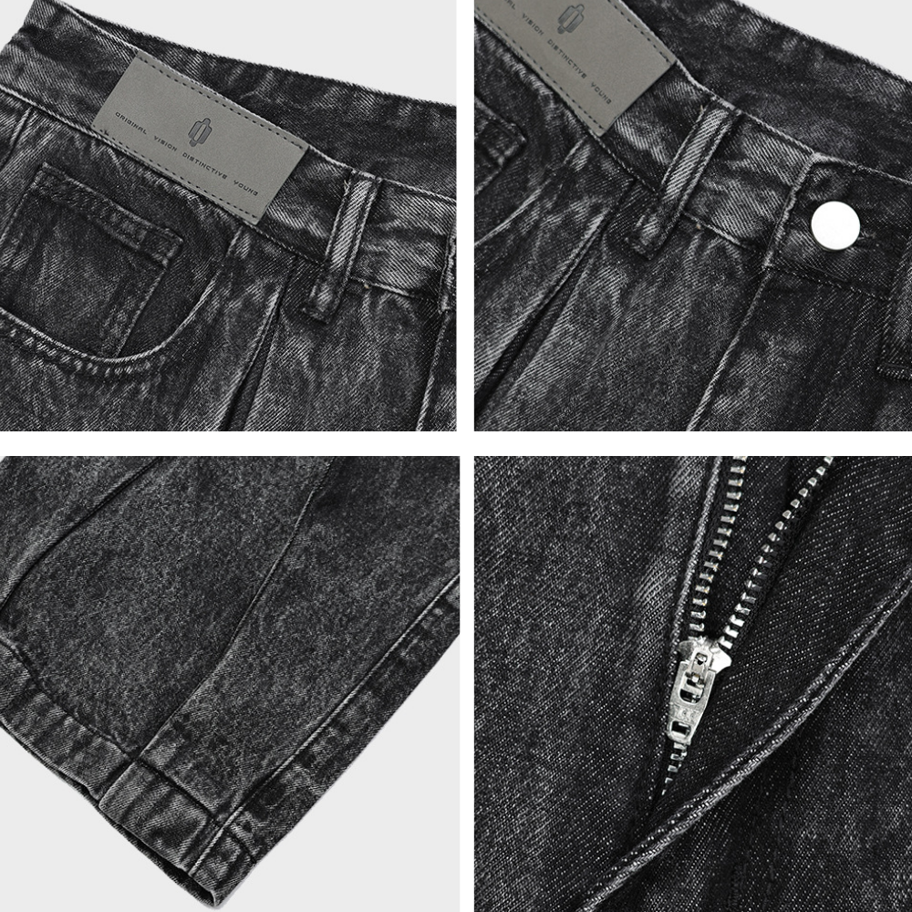 Pleated Washed Jeans