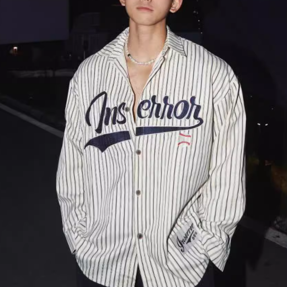 Vintage Baseball Letters Embroidered Shirt